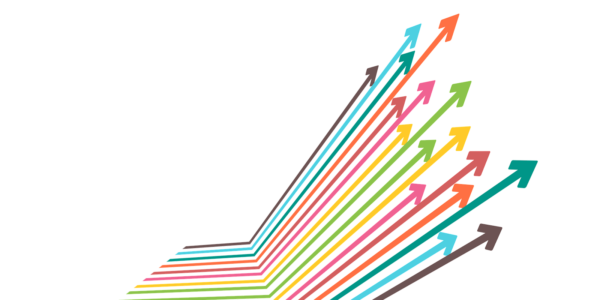 A group of arrows in different colors shooting upwards