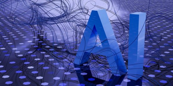Blue_AI A blue technology background with AI on the right.