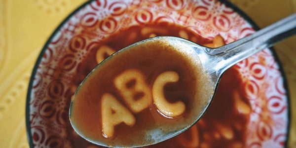 ABC_Soup A spoon holds the letter’s ABC from alphabet soup.